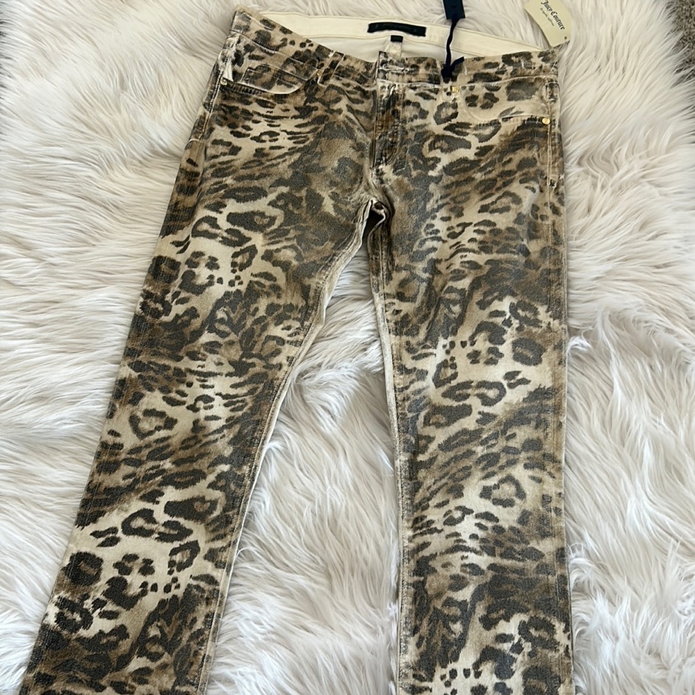 NWT Juicy Couture Leopard Print Coated Jeans